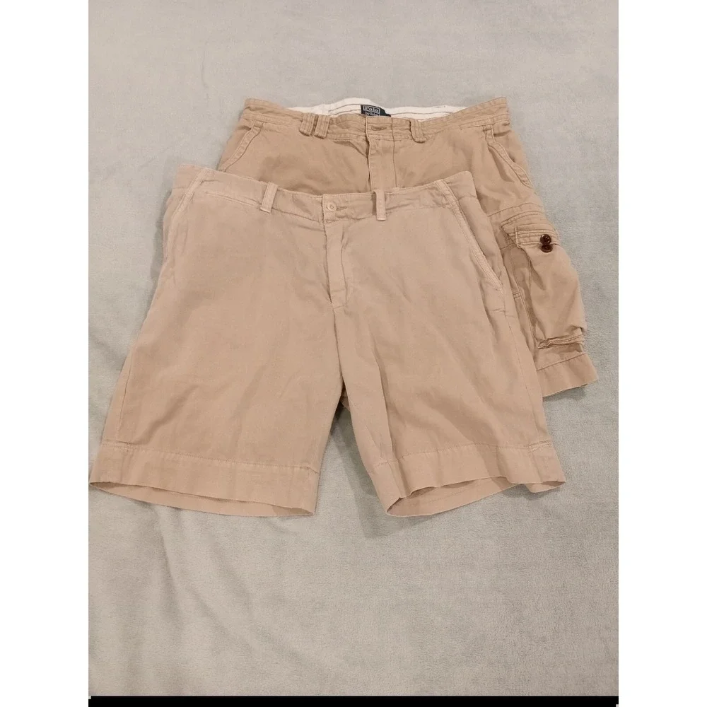 2 Mens Polo Ralph Lauren Y2k‎ Cargo Chino Khaki Shorts Size 38